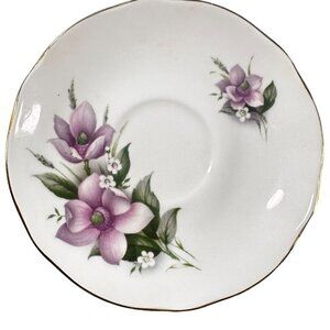 Duchess Wood Saucer Anemone Vintage Bone China Purple Floral England 405